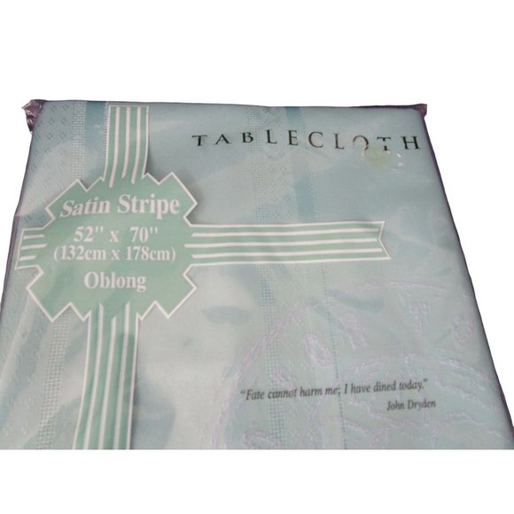 Furio Satin Stripe Oblong Tablecloth Four Napkin Set NOS Vintage 1996 Jade Green - Picture 2 of 13